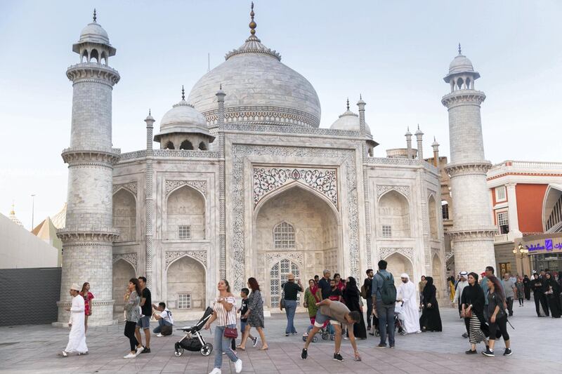 DUBAI, UNITED ARAB EMIRATES - OCTOBER 30, 2018. 

Taj Mahal structure at Global Village.

Global Village opened it's gates today to the public for its 23rd season.

(Photo by Reem Mohammed/The National)

Reporter: PATRICK RYAN
Section:  NA