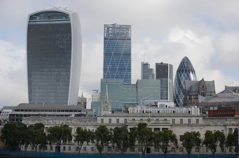 The City of London, the financial district of the British capital. A group of London’s financial lobbyists will head to Brussels on July 5, 2017, for their first meeting with European officials and stakeholders since Brexit talks began. Frank Augstein / AP Photo / September 2, 2015