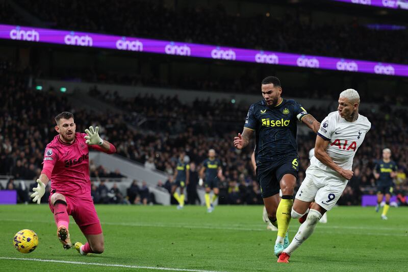 Tottenham Hotspur's Richarlison scores their third goal. AFP