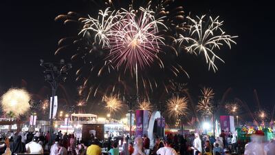 Fireworks on the opening day of the Sheikh Zayed Festival in Al Wathba. Chris Whiteoak / The National