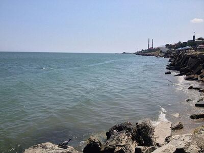 A beach in Makhachkala in the Dagestan Republic 