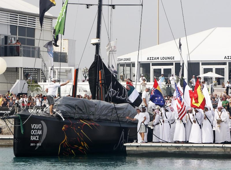 Abu Dhabi Ocean Racing and the other Volvo teams will not sail out of Abu Dhabi to a container ship, as the threat of pirate attacks have been quelled. Mike Young / The National