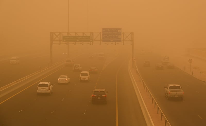 Dust storms created hazardous conditions for drivers in Kuwait City, Kuwait, where winds reached 50kph. EPA
