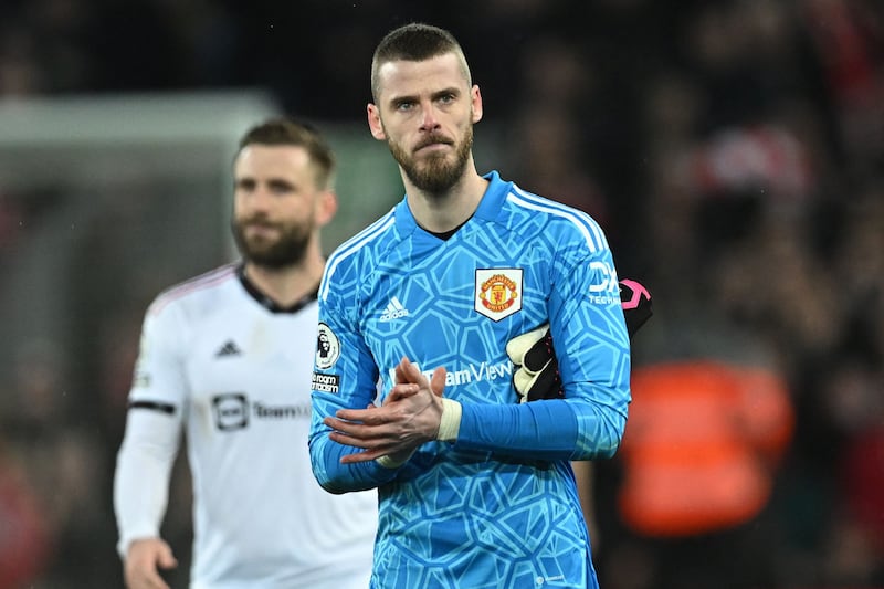 MANCHESTER UNITED PLAYER RATINGS: David De Gea – 2. Conceded seven goals at Anfield. Seven. He wasn’t at fault for Liverpool’s first shot on target – Gapko’s first goal. That’s about the best thing we can say about his performance. AFP