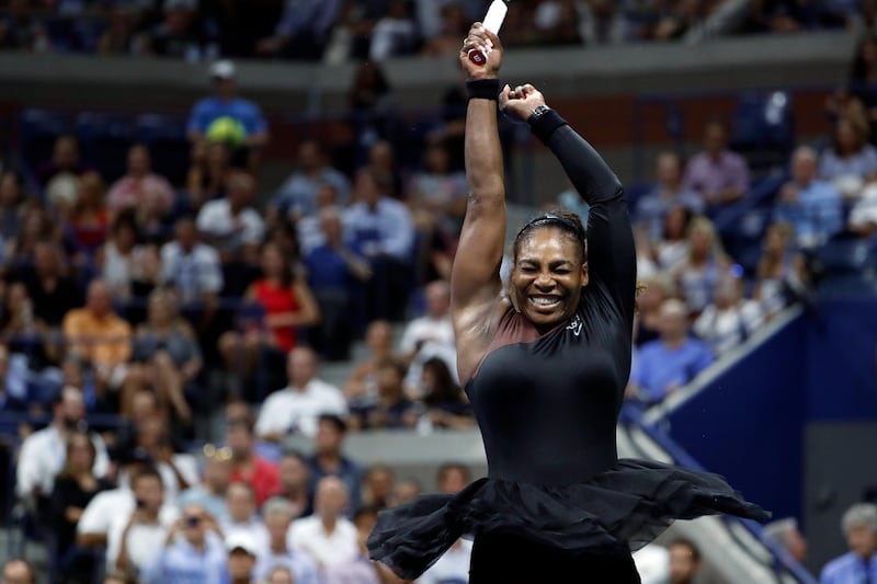 Williams celebrates after defeating Pliskova. AP Photo