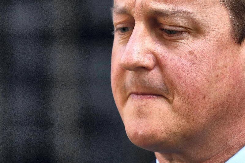 British Prime Minister David Cameron speaks to the press in front of 10 Downing street in central London on June 24, 2016. - Prime Minister David Cameron announced Friday he will resign after Britons voted to leave the European Union despite his campaign to keep it in the bloc. (Photo by ADRIAN DENNIS / AFP)