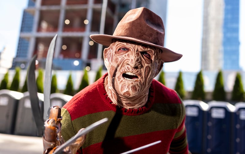 Mike Bufis, of New Jersey, dressed as the horror film villain Freddy Krueger. EPA 