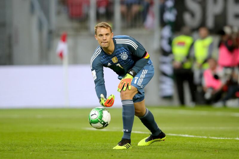 KLAGENFURT, AUSTRIA - JUNE 02:  Manuel Neuer  of Germany safes the ball during the International Friendly match between Austria and Germany at Woerthersee Stadion on June 2, 2018 in Klagenfurt, Austria.  (Photo by Alexander Hassenstein/Bongarts/Getty Images)