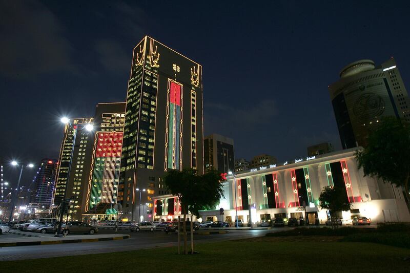 ABU DHABI, UNITED ARAB EMIRATES Ð December 23 : Lights drape the Al Ain Palace Hotel for the celebration of Eid in Abu Dhabi on December 23, 2007. (Photo by Philip Cheung / ADMC)

