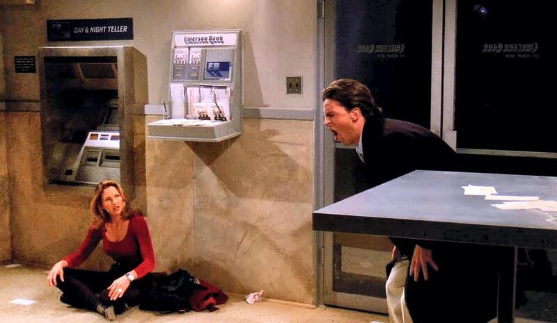 The One With A Blackout (s1, e7): An early great. When the city is plunged into darkness, Chandler gets stuck in an ATM vestibule with model Jill Goodacre. She offers him gum, he is incredibly awkward; it's Chandler at his most lovable best. It is also possible that it was this episode that coined the term 'friend zone', as Joey references Ross being stuck in it with Rachel, but we all know he eventually breaks out of that. Courtesy Netflix