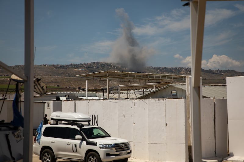 An Israeli missile strikes the town of Khaim, close to the Unifil base 