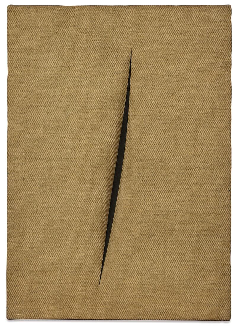 Lucio Fontana's 'Concetto Spaziale, Attesa' was expected to sell for €300,000 to €500,000, and over-performed at $1.1 million. Courtesy Sotheby's