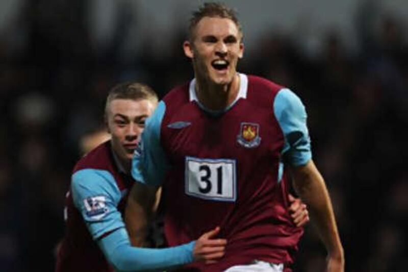 West Ham's Jack Collison, right, and Freddie Shears.