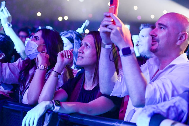 Fans take in the music at the Maroon 5 concert at Etihad Arena.