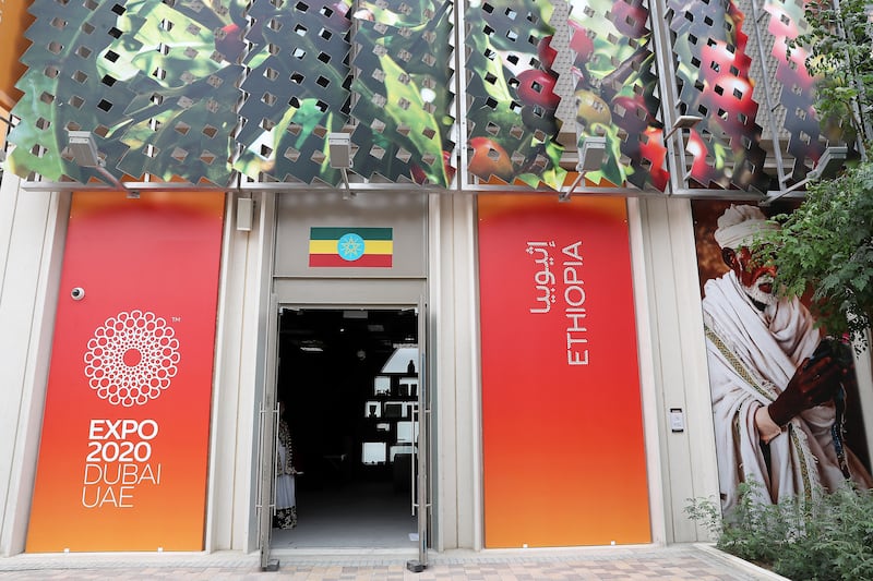 Outside view of the Ethiopia pavilion at Expo 2020 Dubai. Photo: Pawan Singh / The National