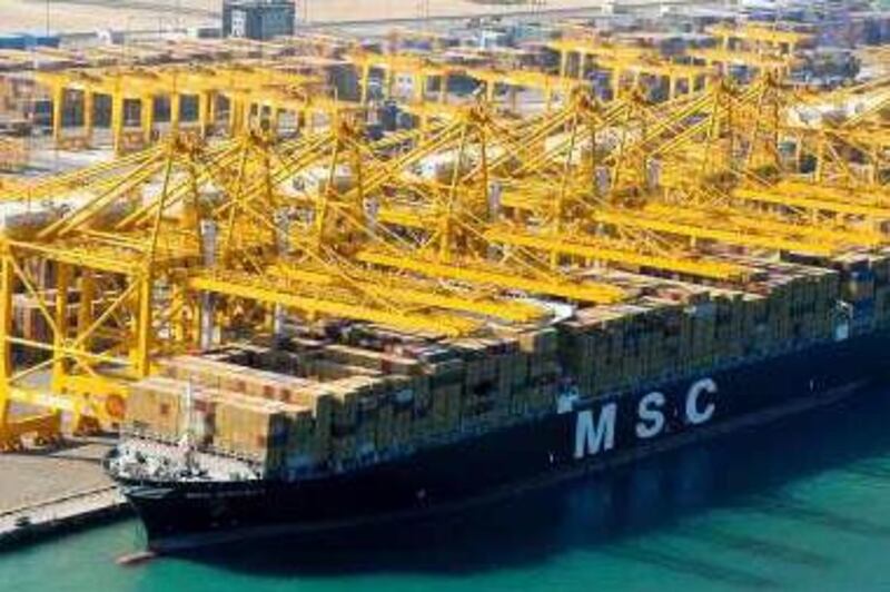 The port of Jebel Ali: DP World reported lower profits as the slowdown in global cargo took its toll.
