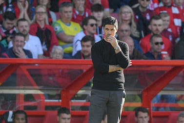 Mikel Arteta, manager of Arsenal reacts during the English Premier League match between Nottingham Forest and Arsenal FC in Nottingham, Britain, 20 May 2023.   EPA/VINCE MIGNOTT EDITORIAL USE ONLY.  No use with unauthorized audio, video, data, fixture lists, club/league logos or 'live' services.  Online in-match use limited to 120 images, no video emulation.  No use in betting, games or single club/league/player publications. 