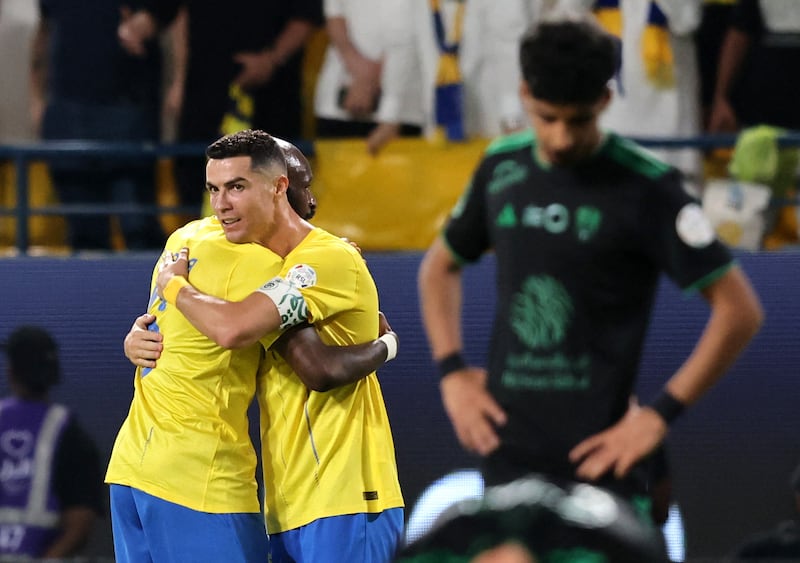 Al Nassr's Cristiano Ronaldo celebrates after winning the Saudi Pro League match against Al Ahli in Riyadh on Friday, September 22, 2023. Reuters