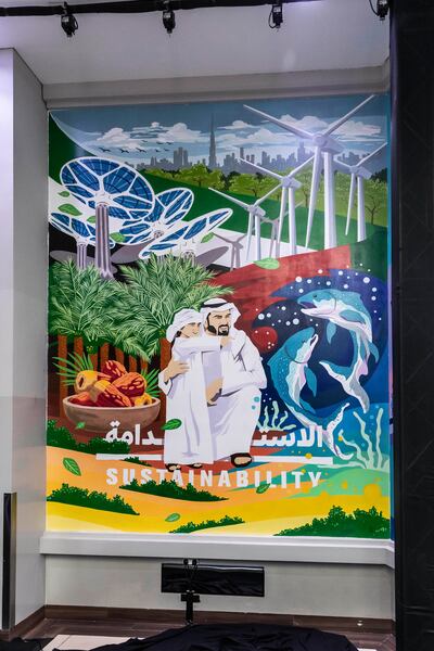 Artist Jayson Soberon's winning mural titled Sustainability was unveiled at the waterfront market. Photo: Antonie Robertson/The National