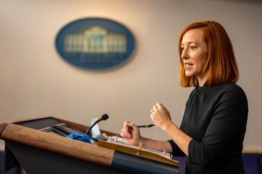 Jen Psaki, White House press secretary, speaks during a news conference in the James S. Brady Press Briefing Room at the White House in Washington, DC, on Friday January 22, 2021. Bloomberg