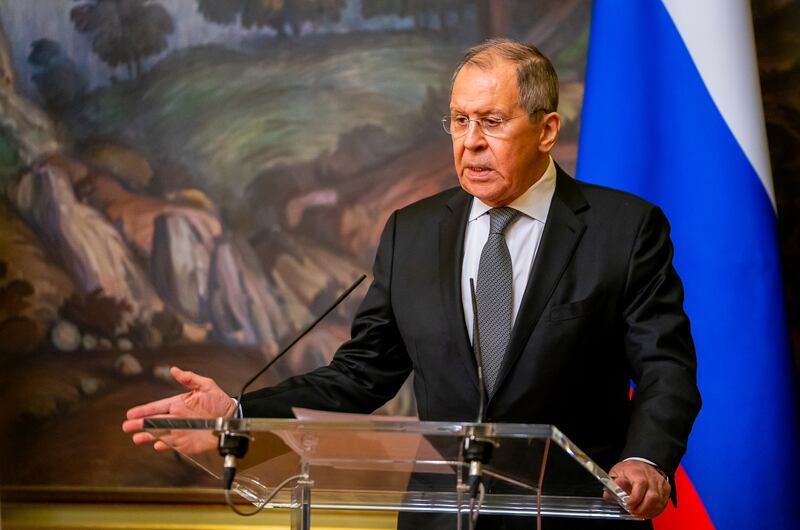 Russian Foreign Minister Sergei Lavrov in Moscow on Monday. WAM