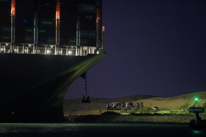 The stranded container ship Ever Given after it ran aground in Suez Canal. Reuters