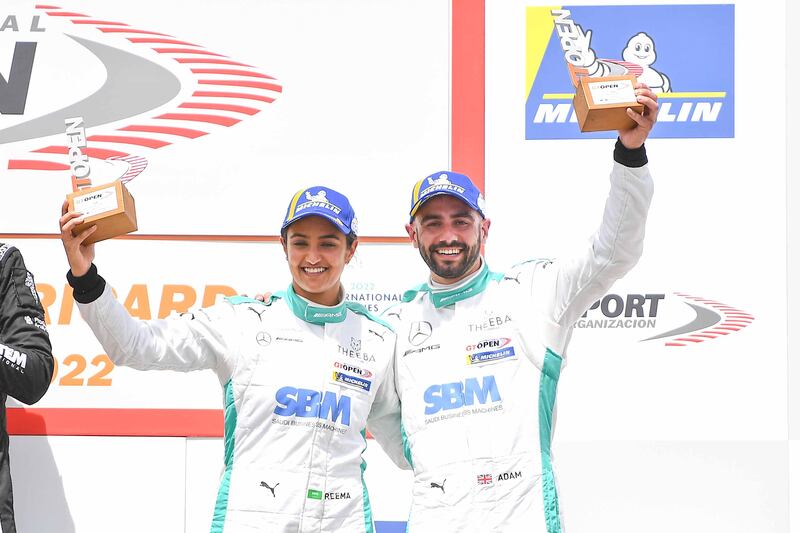 Saudi driver Reema Juffali's Theeba Motorsport team won in the Pro-Am class of the International GT Open in France. Photo: Theeba Motorsport