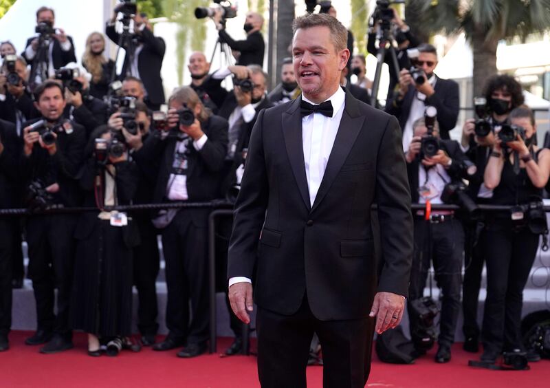 Matt Damon attends the premiere of 'Stillwater' at the 74th annual Cannes Film Festival on July 8, 2021.