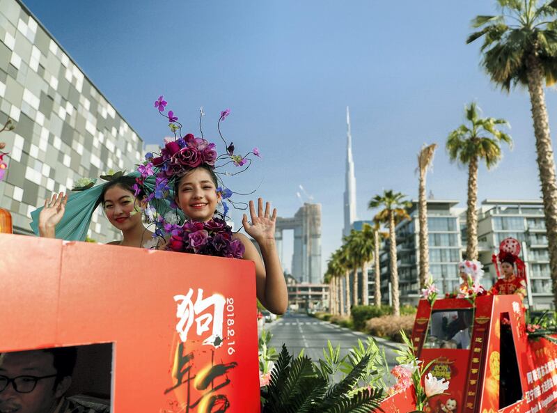 Dubai, UAE, February 16, 2018.  1500 people to attend Chinese New Year parade at City Walk.
Victor Besa / The National
National