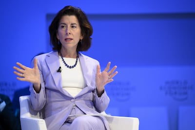Secretary of Commerce Gina Raimondo spoke at the World Economic Forum in Davos. EPA 