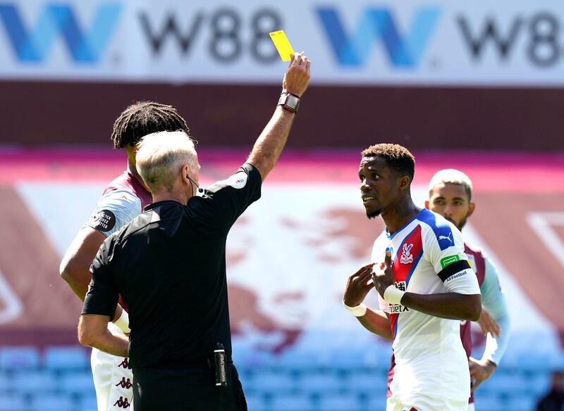 Wilfried Zaha - 6: A couple of chances hit straight at Reina and showed his usual flashes of trickery and pace. Felt hard done by when booked for fracas with Mings. Tough day for the attacker who revealed before the game that he had been the target of racist abuse on social media. Getty