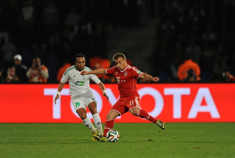MARRAKECH, MOROCCO - DECEMBER 21:  Xherdan Shaqiri of FC Bayern Munchen in action during the FIFA Club World Cup Final match between FC Bayern Munchen and Raja Casablanca at Marrakech Stadium on December 21, 2013 in Marrakech, Morocco.  (Photo by Steve Bardens/Getty Images for Toyota)