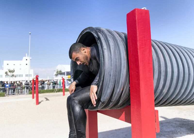 DUBAI, UNITED ARAB EMIRATES. 13 FEBRUARY 2020. 
Lebanon’s team take part in the obstacles challenge at the second annual UAE Swat Challenge. Twenty-six teams from around the world are taking part in the five-day event.


(Photo: Reem Mohammed/The National)

Reporter:
Section:
