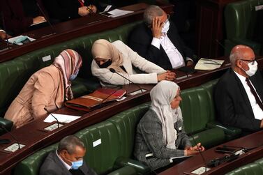 MPs attend a parliamentary plenary in Tunis. EPA