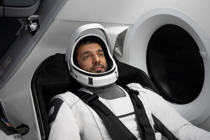 Dr Al Neyadi inside a replica of a SpaceX Crew Dragon capsule during a training session in January, 2023.