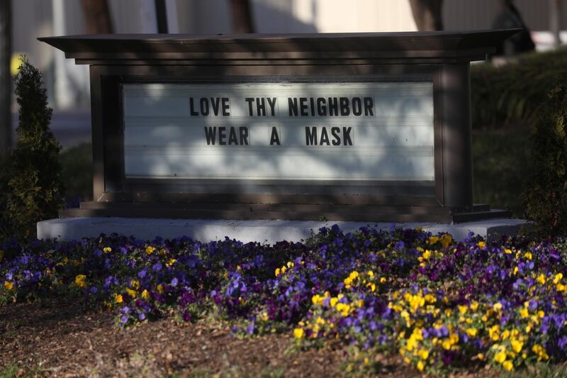 A message related to the coronavirus disease (COVID-19) safety is seen outside of a church in Washington, U.S. Reuters