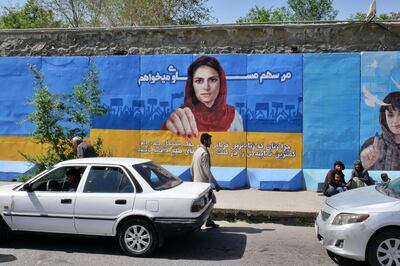 Pictured: ArtLords' most recent mural in Kabul asking the question â€œWhy do the women of Afghanistan who suffered the most in the wars have the least representation in the Afghan Peace Process?â€
Photo by Charlie Faulkner
April 2021