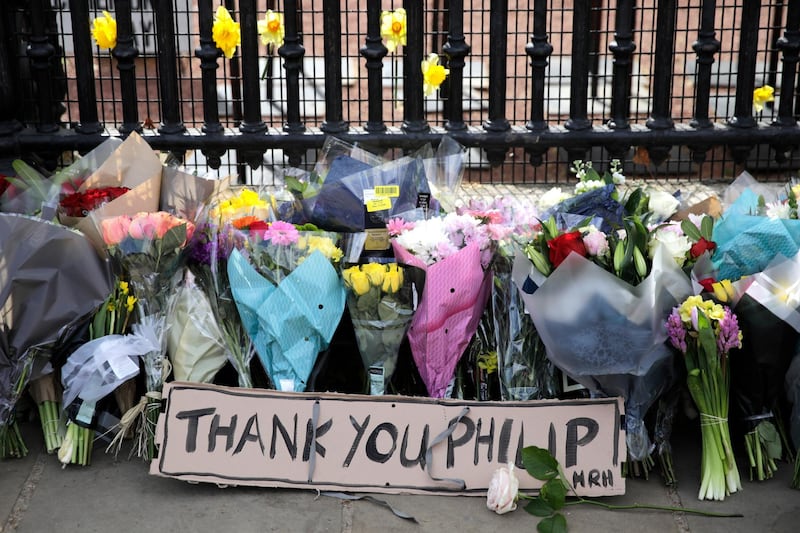 Floral tributes outside Buckingham Palace in London. Getty Images