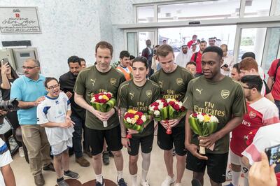 DUBAI, UNITED ARAB EMIRATES. 25 FEBRUARY 2019.  Arsenal FC and UAE Al Nasr FC players visit the Rashid Center for People with Determination in Al Barsha. (Photo: Antonie Robertson/The National) Journalist: Liza Ayach Section: National.