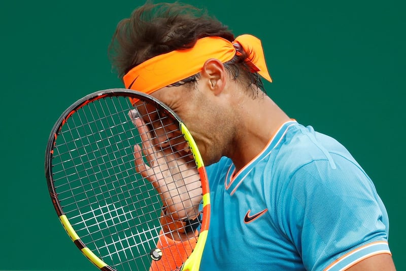 Tennis - ATP 1000 - Monte Carlo Masters - Monte-Carlo Country Club, Roquebrune-Cap-Martin, France - April 20, 2019   Spain's Rafael Nadal reacts during his semi final match against Italy's Fabio Fognini   REUTERS/Eric Gaillard