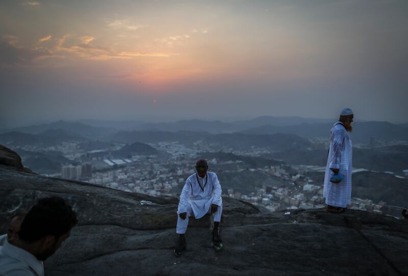 Muslim worshippers take a rest as they visit Mount Al-Noor. Mast Irham / EPA