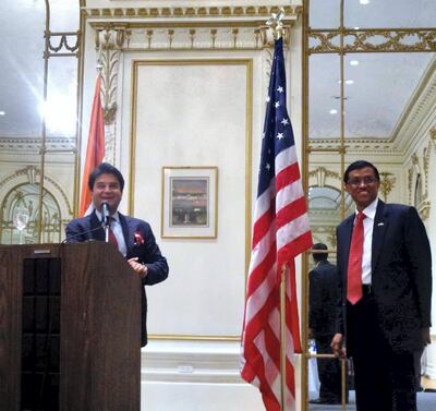 Dnyaneshwar Mulay, (right) who served as secretary in India’s Ministry of External Affairs and consul general of India in New York (right), is part of a recently launched welfare group to assist overseas Indian workers and families in trouble or affected by job losses anywhere in the world. Courtesy: Dnyaneshwar Mulay