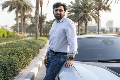 Rental car companies react to Amazon joining the car rental market in the UAE. Soham Shah, founder of Self Drive.AE photopgraphed in Silicon Oasis with one of his rental cars on June 7th, 2021. 
Antonie Robertson / The National.
Reporter: Patrick Ryan for National