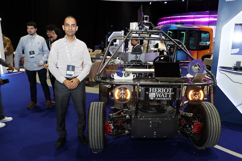 Mohamed Al Musleh, assistant professor at Heriot-Watt University, at the Dubai World Congress for Self-Driving Transport. All photos: Pawan Singh / The National