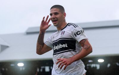 Soccer Football - Premier League - Fulham v Burnley - Craven Cottage, London, Britain - August 26, 2018  Fulham's Aleksandar Mitrovic celebrates scoring their second goal   Action Images via Reuters/Andrew Couldridge  EDITORIAL USE ONLY. No use with unauthorized audio, video, data, fixture lists, club/league logos or "live" services. Online in-match use limited to 75 images, no video emulation. No use in betting, games or single club/league/player publications.  Please contact your account representative for further details.      TPX IMAGES OF THE DAY