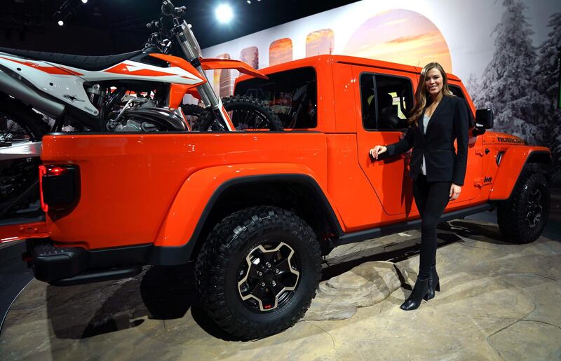 A Jeep Rubicon is on display during day two of the 2019 The North American International Auto Show January 15, 2019 at the Cobo Center in Detroit, Michigan. / AFP / TIMOTHY A. CLARY
