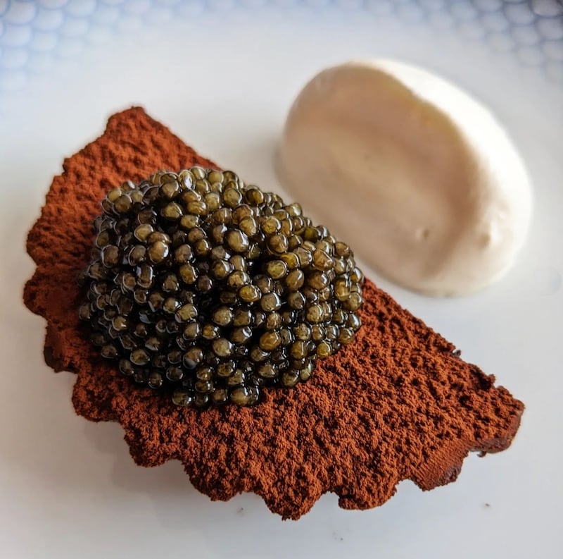 Chocolate tart with caviar at Saint Peter restaurant, Australia. Photo: Saint Peter