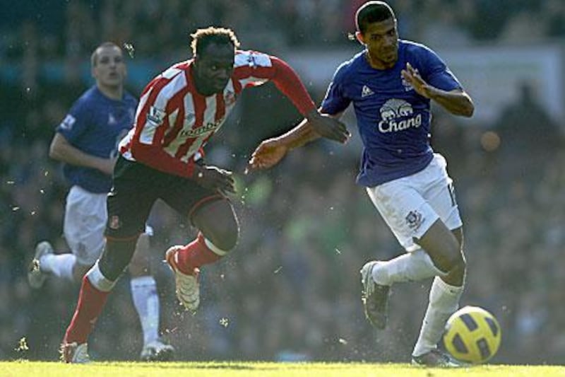 Jermaine Beckford, right, was Everton's two-goal hero in the win over Sunderland. Clive Brunskill / Getty Images