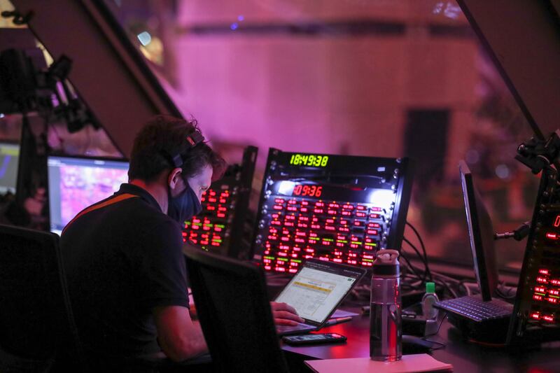 Staff at work in the control room at Al Wasl Plaza.  Khushnum Bhandari/ The National