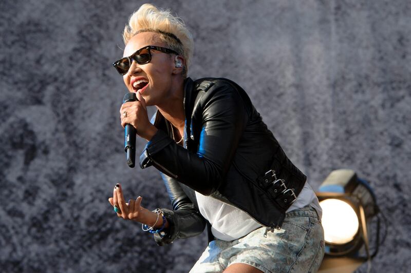 British singer Emeli Sandé performs at the V Festival in Chelmsford, England, Sunday, Aug. 18, 2013. (Photo by Jonathan Short/Invision/AP) *** Local Caption ***  Britain V Festival 2013 - Chelmsford Day 2.JPEG-013c3.jpg